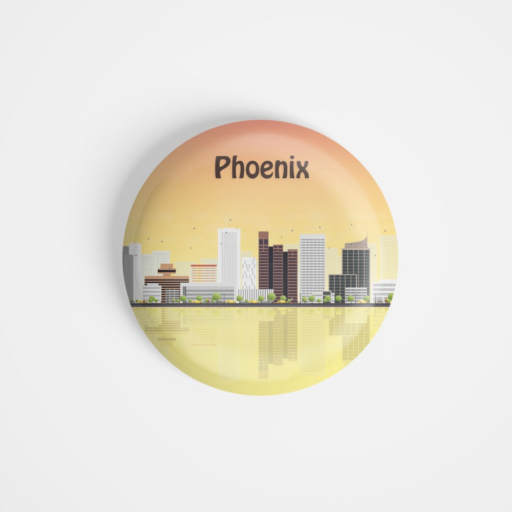 dhcrafts Round Fridge Magnet Multicolour Places Pheonix Capital Of The Southwestern U.s. State Of Arizona Glossy Finish Design Pack of 1 (58 mm)
